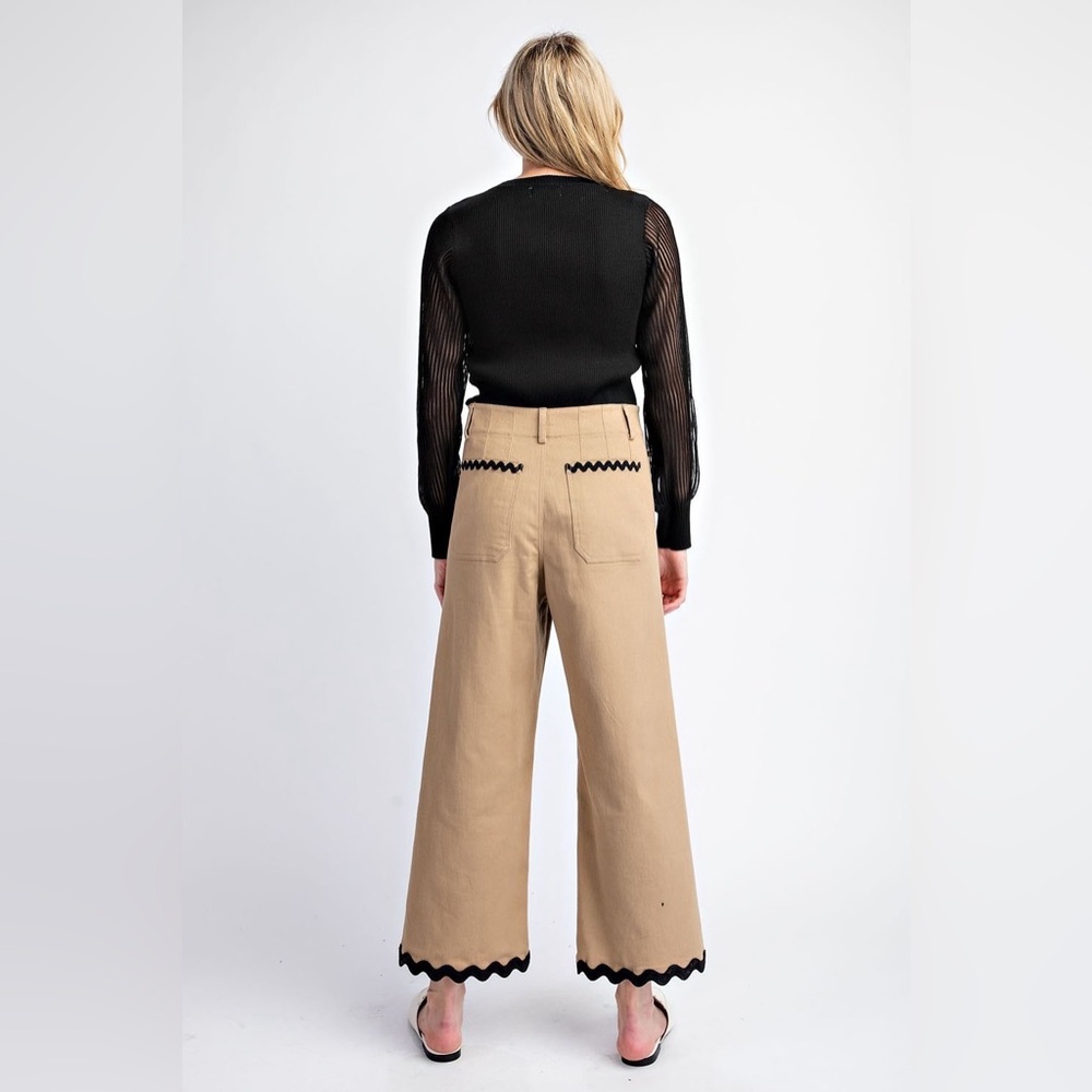 Ric Rac Trim Soft Wash Wide Leg Pants - eesome - Picture 5 of 7